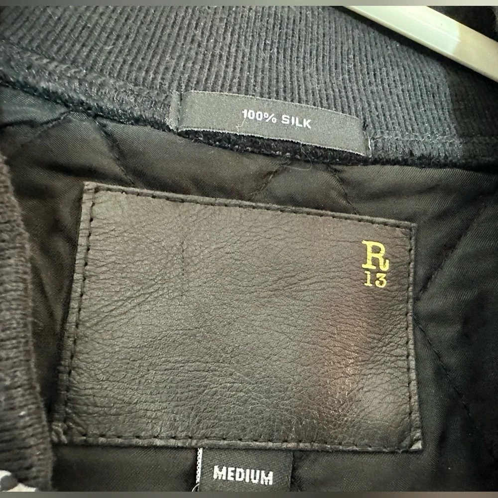 R13 shrunken‎ quilted roadie jacket silk leopard - Picture 12 of 16